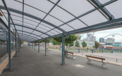 Polycarbonate roof installation for a canopy