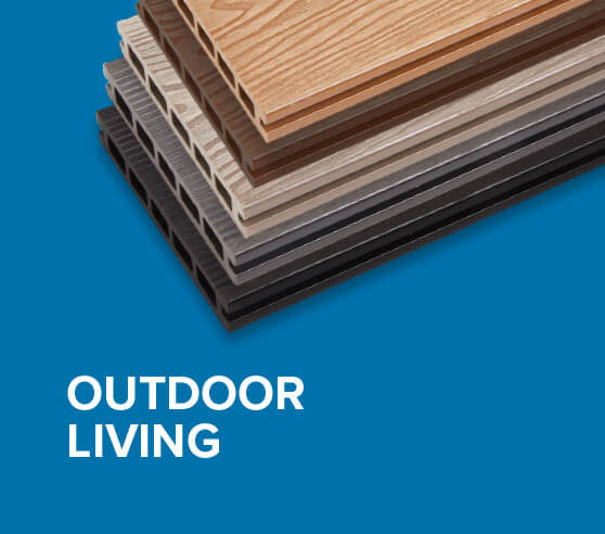 Range Of Composite Decking Colours On Blue Background